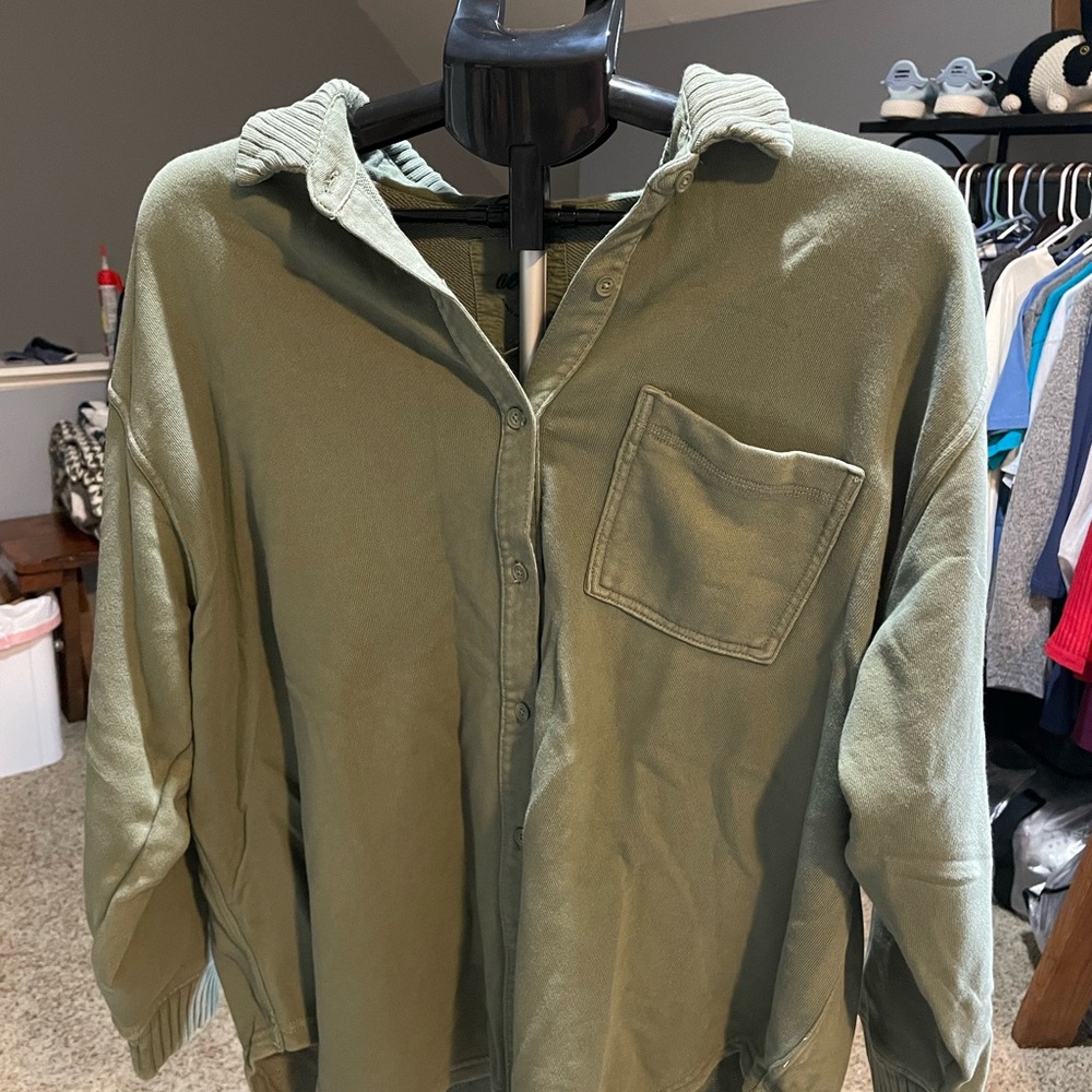 Aerie Army Green Button Down Tunic